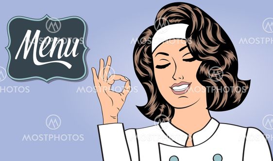 Sexy chef woman in uniform gesturing ok sign with her hand