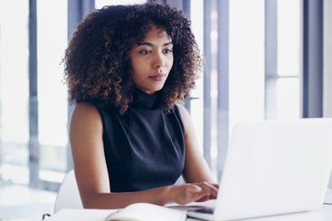 Office, corporate and business woman on laptop for...