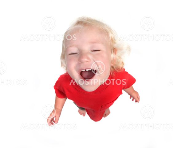 Fisheye Top View Image of a Young Toddler Boy