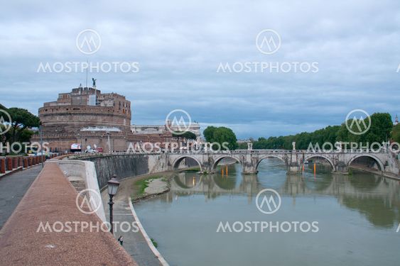 Castle San Angelo and bridge on River Tiber
