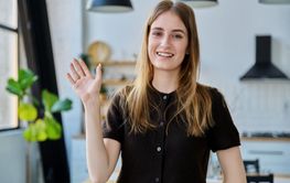 Portrait of beautiful young girl looking at camera,...
