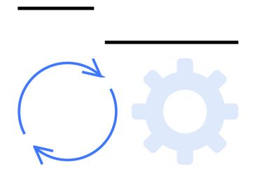 Rotating Process Cycle with Blue Arrows and Gear Icon...