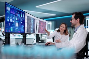 Female Scientist Conducts Biotechnology Research on...