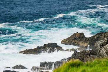 Rocky shore at Malin Head, Ireland's northernmost point,...