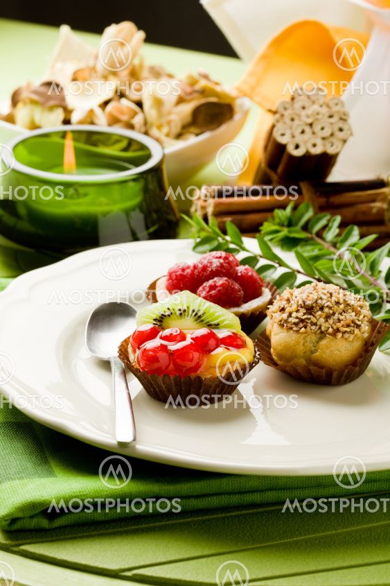 Pastries with fruits