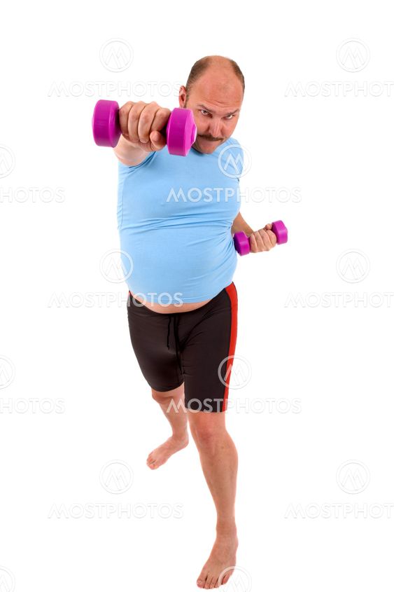 Exercising overweight man