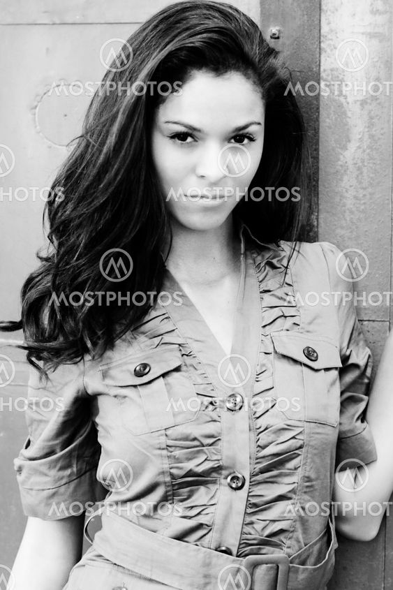 Pretty Brunette in black and white
