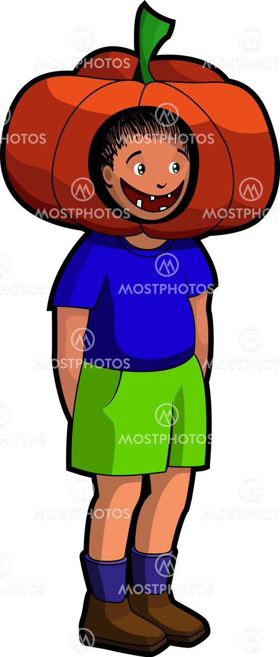 Image of A boy in the fancy dress of a pumpkin.