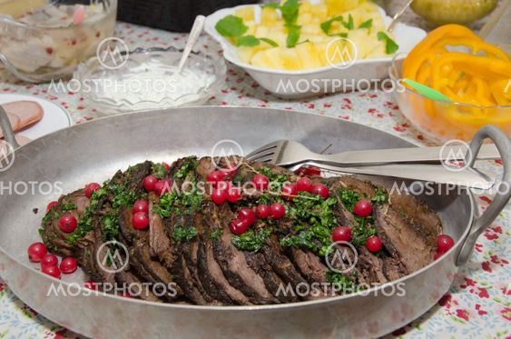 Moose steak in a bowl