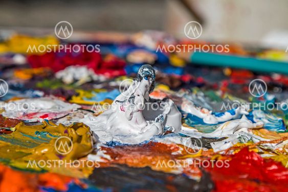 Painter's palette with oil colors