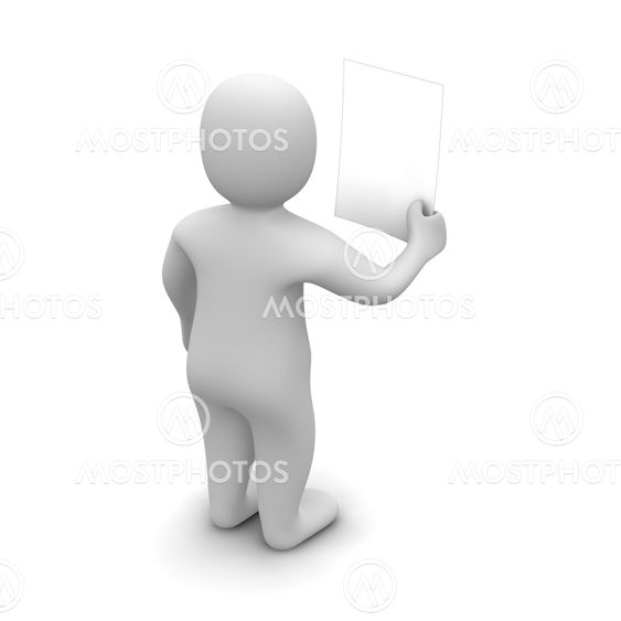 Man holding and looking at blank document