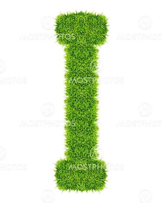 green grass letter I Isolated