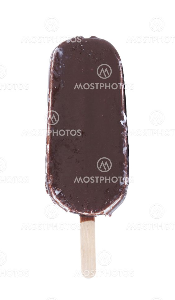 One chocolate vanilla ice cream on stick.