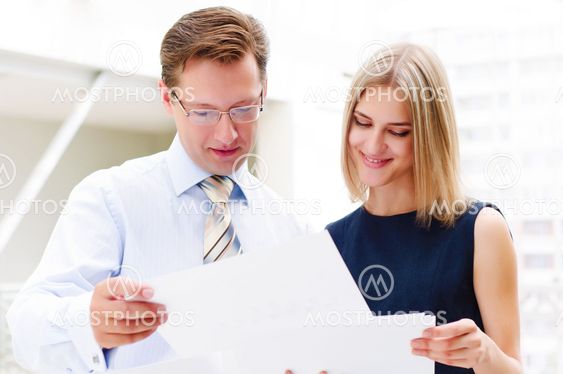 business man and business woman in the office