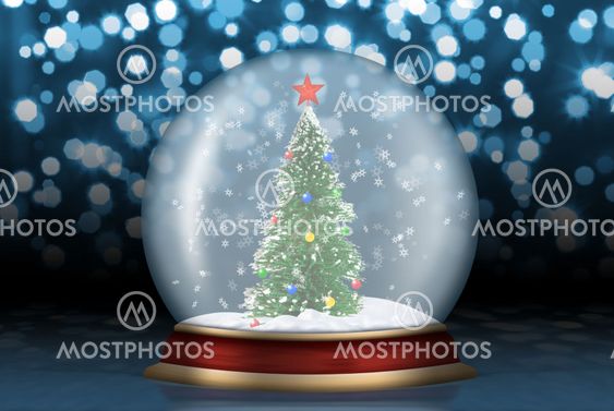 Glass sphere with fir-tree abstract background