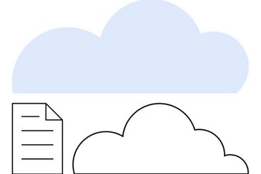 Cloud storage concept with document and simple cloud...