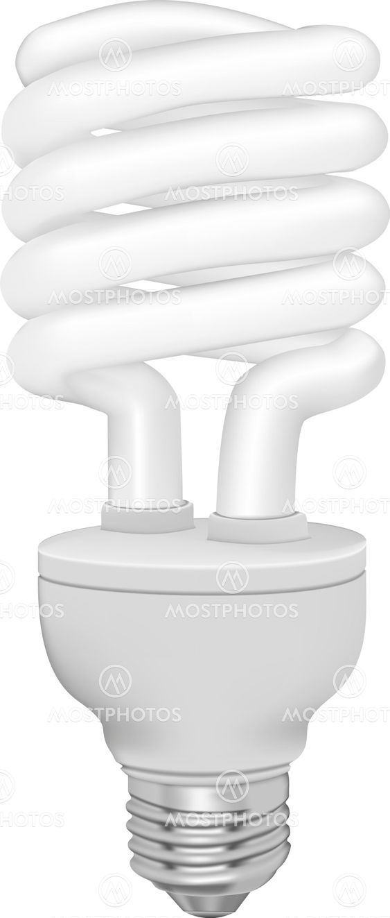 Energy saving fluorescent light bulb on white