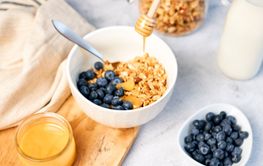 Fresh fragrant homemade granola made from oatmeal, honey,...