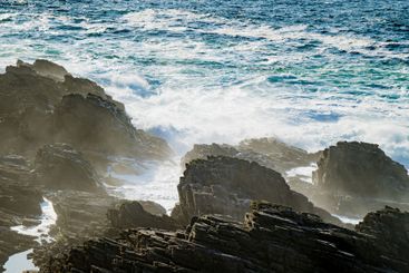 Rocky shore at Malin Head, Ireland's northernmost point,...