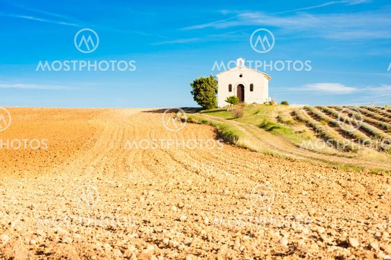 chapel with lavender field, Plateau de Valensole, Provence, Fran
