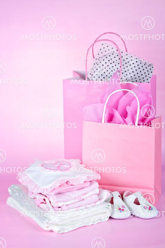 Pink baby shower presents