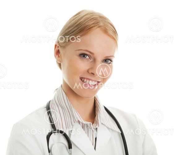 Smiling medical doctor woman with stethoscope