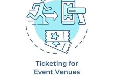 Event venues ticketing soft blue concept icon