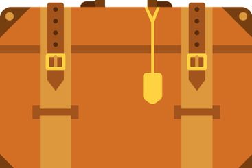 Closed vintage suitcase featuring leather straps,...