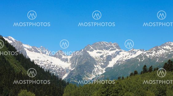 Caucasus mountains summertime. The Dombai mountain...
