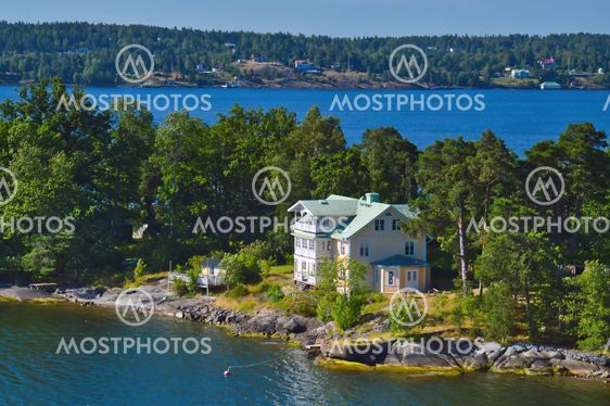 Swedish settlements on islets of Stockholm Archipelago in Baltic Sea, Sweden