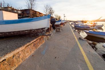 Sunset view of the port of Sozopol, Bulgaria