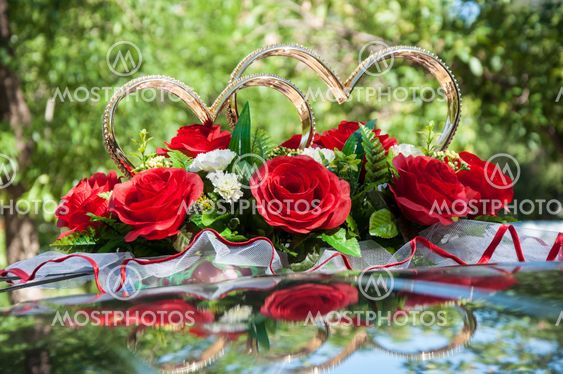 Wedding car decoration.