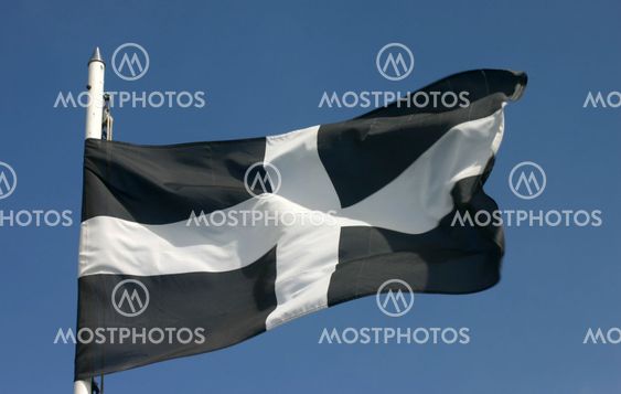 The Cornish flag blowing in the wind