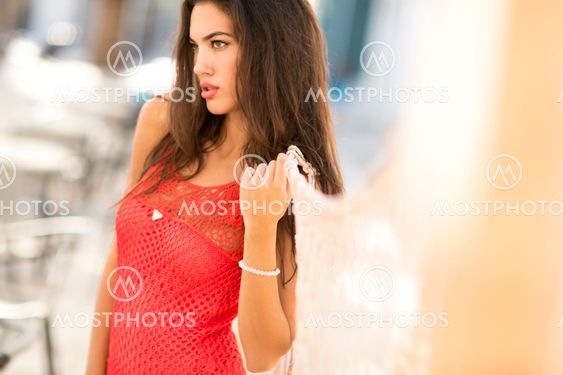 Woman in a red dress