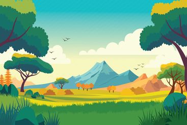 Rocky Mountain Nature Landscape with Trees and Plant in...