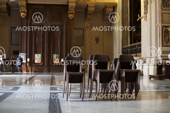 Chairs in cathedral hall