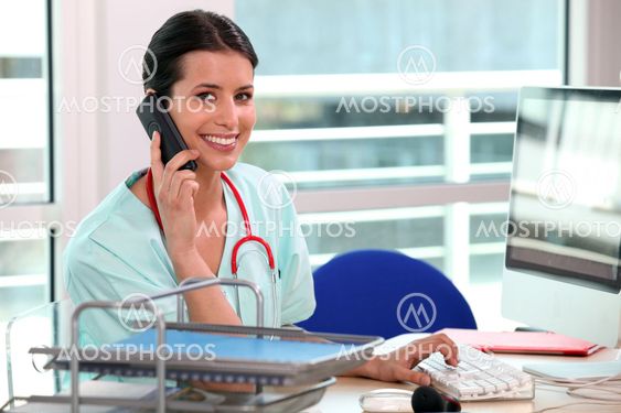 nurse answering phone