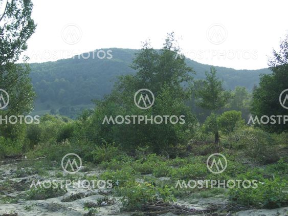 Sand beach of a river at Costesti, Romania