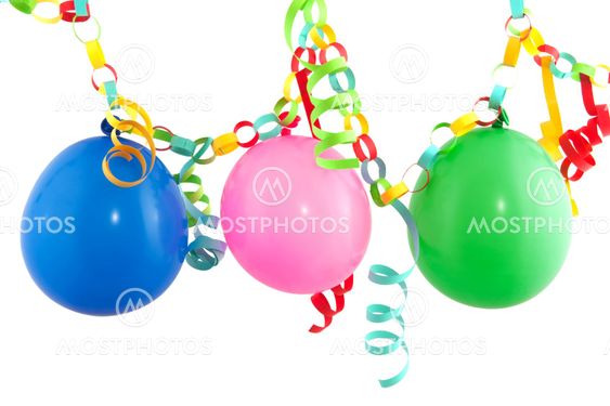 Festive paper guirlande with balloons