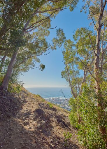 Outdoor, nature and sea with view on mountain for...