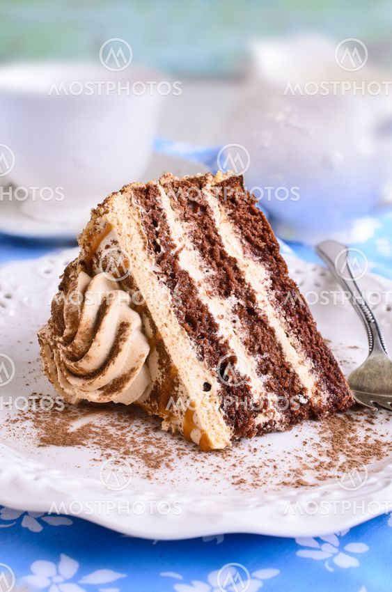 Brown cake with cream