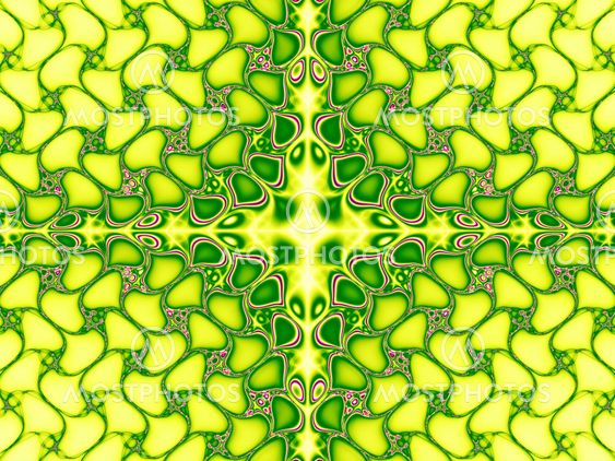 Abstract green fractal with gems