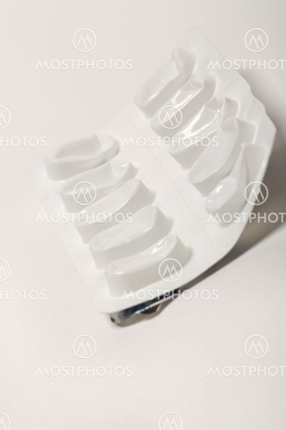 pill package on white background