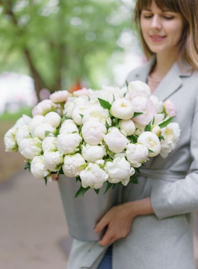 selective focus on flowers. Beautiful bouquet of white...