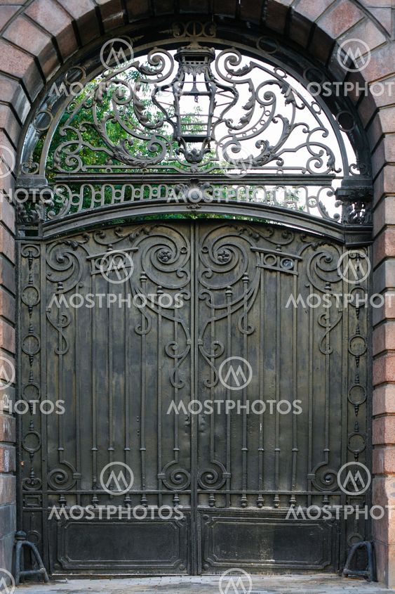 stone wall with metal door