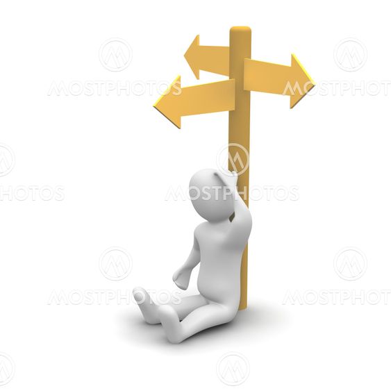 Man thinking about right direction