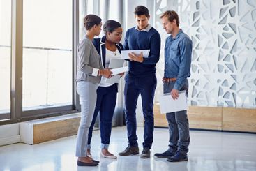 Business people, planning or documents in startup for...