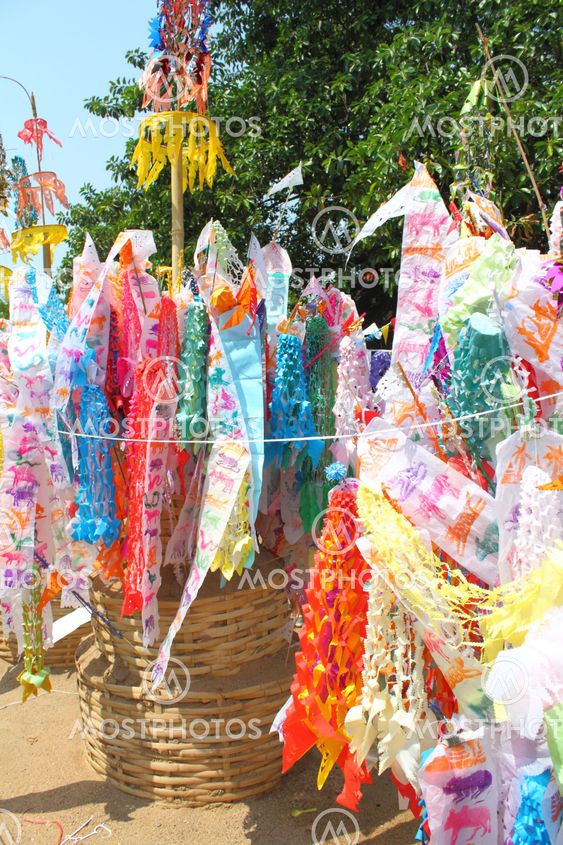 Color paper flag for Buddha worship