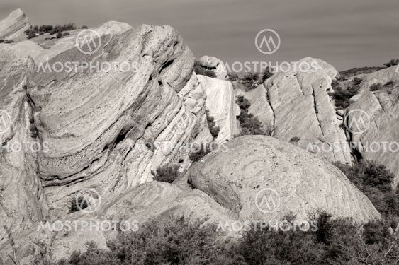 Devil's Punchbowl in Southern California in Black and White