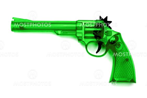 Toy plastic gun , on a white background